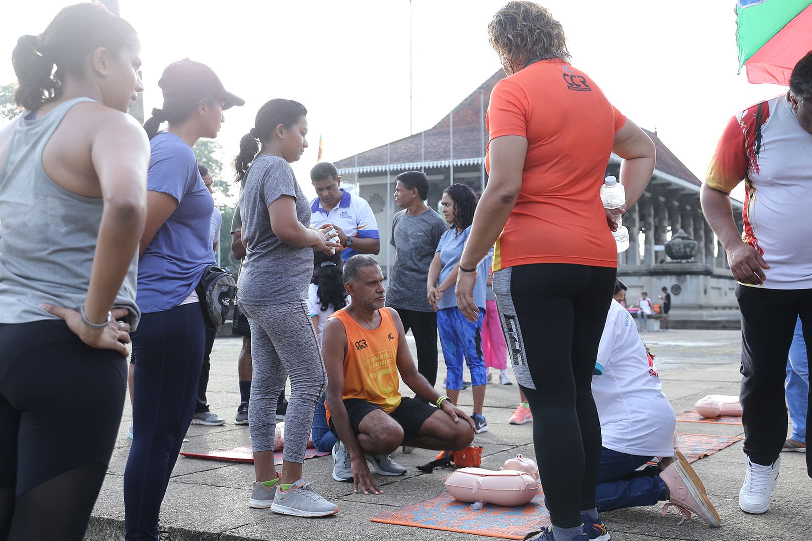 People taking part in a bystander CPR training session in Colombo